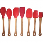 Murphy Bamboo Silikon Spatula Seti (7 Para, Krmz)