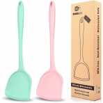 BUNDLEPRO Silikon Spatula Seti (2 Para, Pembe/Mint)