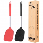 BUNDLEPRO Silikon Spatula Seti (2 Para, Krmz/Siyah)