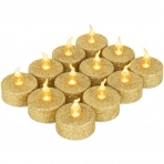 Homemory 12 Adet Altn Simli Led Tealight Mum