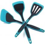 DESLON Silikon Spatula Set (3 Para) (Siyah-Mavi)