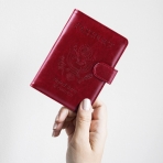 Anbelideb RFID Korumal Kadn Deri Pasaportluk (Krmz)