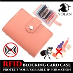 VOLAN RFID Korumal Kadn Deri Czdan (Pembe)