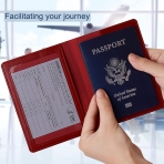 Radsfse RFID Korumal Deri Pasaportluk (Krmz)