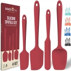 BAKEROYAL Silikon Spatula Seti (4 Para, Krmz)