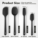 ChefAide Silikon Spatula Set (4 Para, Siyah)