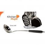 Bright Kitchen Paslanmaz elik Mutfak Gereleri (7 Para, Siyah)