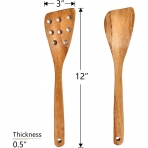 WELLAND Tahta Delikli Spatula (Kahverengi, 2 Para)