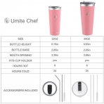 Umite Chef Yaltml Paslanmaz elik Termos (Pembe)(820ml)