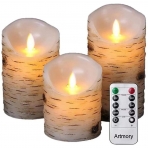 Artmory Odun Desenli LED Mum (3 Adet)