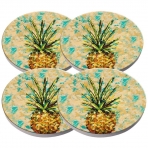 FQJNS Seramik Bardak Altl Set (4 Adet)(Ananas)