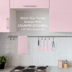 Country Kitchen Silikon Mutfak Gereleri Seti (5 Para)(Pembe)