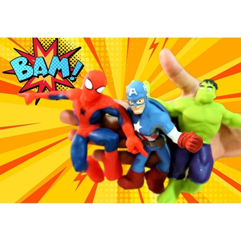 JA-RU Marvel Avengers Stretchy Toys Heroes Aksiyon Figr(3 para)