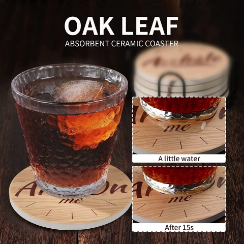 OAK LEAF Dekoratif Bardak Altl(6adet)(Kahverengi)