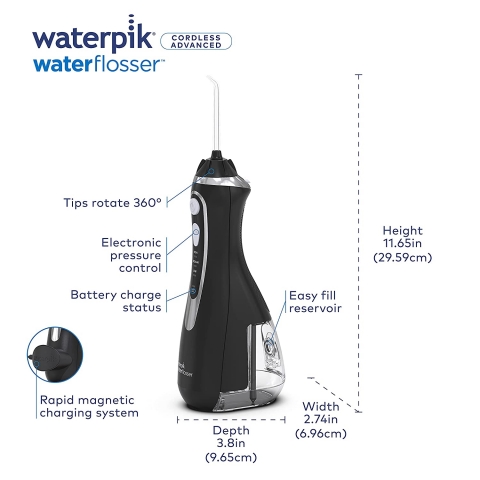 Waterpik Cordless Advanced WP-562 arjl Az Duu (Siyah)