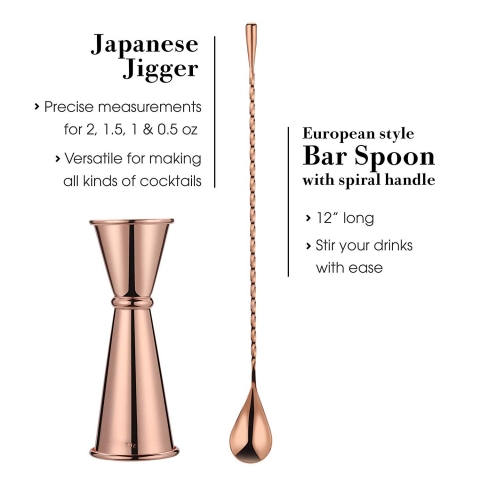 VB VINOBRAVO Boston Kokteyl Shaker Set (Rose Gold) (11 Para)