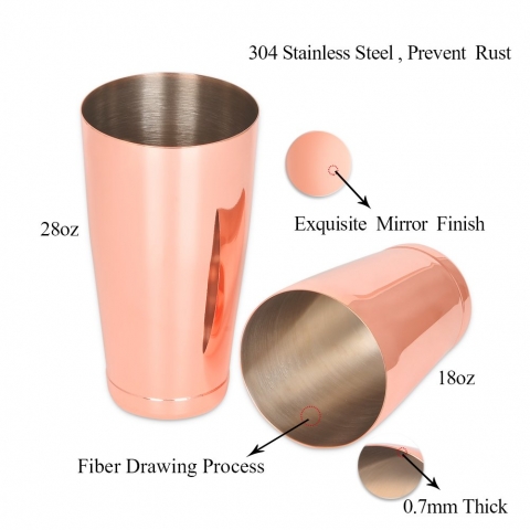 Barfame Paslanmaz elik Rose Gold Kokteyl Shaker