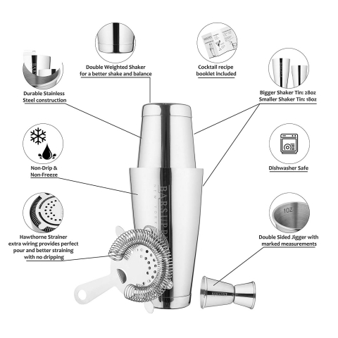 BARSUPPLY Boston Kokteyl Shaker Set