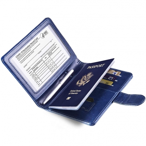 Anbelideb RFID Korumal Kadn Deri Pasaportluk (Lacivert)