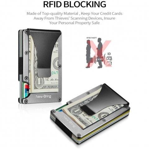 NEW-BRING RFID Korumal Erkek Alminyum Kartlk (Gri)