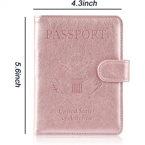 Anbelideb RFID Korumal Kadn Deri Pasaportluk (Rose Gold)