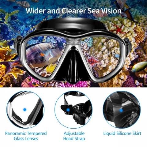 OMORC Snorkel Set, Anti-Fog Snorkel Mask Impact Panoromik nolkel