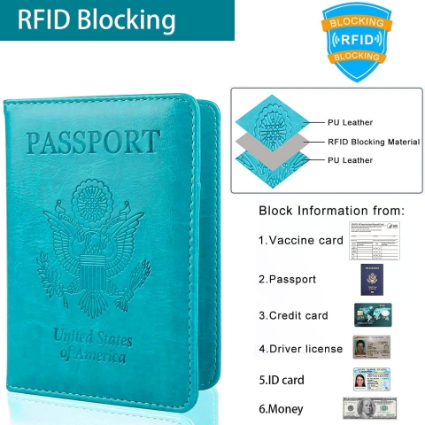 Weraher RFID Korumal Kadn Deri Pasaportluk (Mavi)