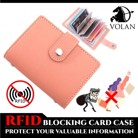 VOLAN RFID Korumal Kadn Deri Czdan (Pembe)