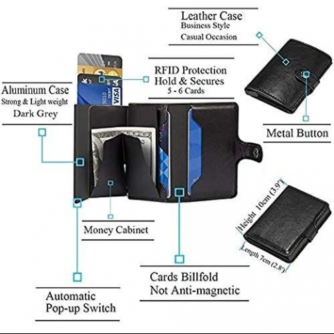 HONB RFID Korumal Erkek Deri Czdan(Siyah)