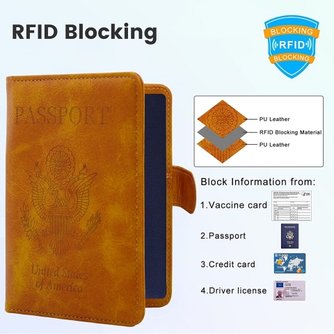 YIXXI RFID Korumal Kadn Deri Pasaportluk (Sar)