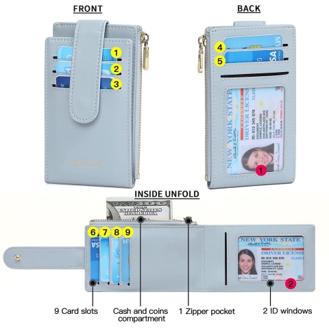 Seammer RFID Korumal Kadn Deri Czdan(Ak Mavi)