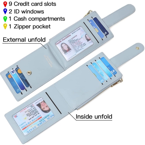 Seammer RFID Korumal Kadn Deri Czdan(Ak Mavi)