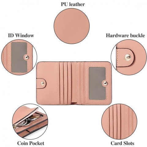 GAEKEAO RFID Korumal Kadn Deri Czdan(Ak Pembe)