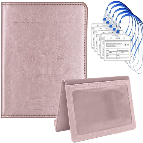 Guass RFID Korumal Kadn Deri Pasaportluk (Rose Gold)