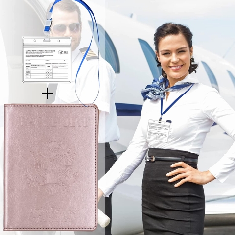 Guass RFID Korumal Kadn Deri Pasaportluk (Rose Gold)