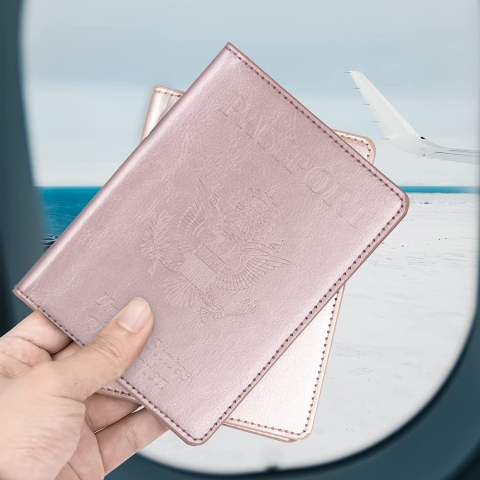 Guass RFID Korumal Kadn Deri Pasaportluk (Rose Gold)