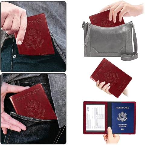 Poemxin Deri Pasaportluk(Bordo)