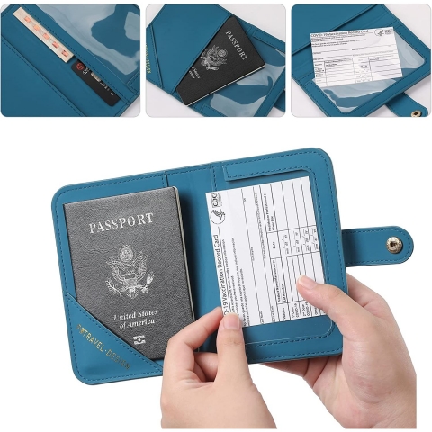 P TRAVEL DESIGN Deri Pasaportluk(2 adet)(Mavi/Turuncu)