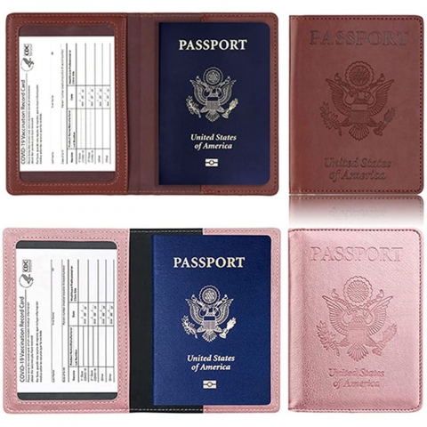 iMowaka Deri Pasaportluk(2 Adet)(Kahverengi/Pembe)