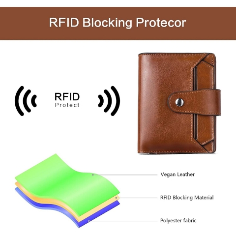 BROMEN RFID Korumal Kadn Deri Czdan (Kahve)