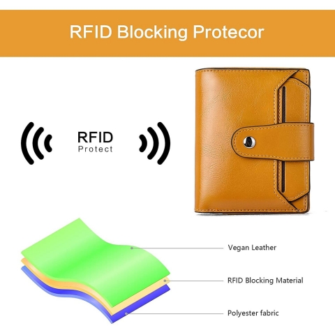 BROMEN RFID Korumal Kadn Deri Czdan (Sar)