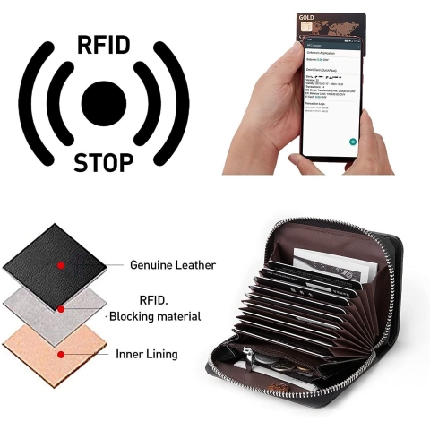 Perenne RFID Korumal Kadn Deri Czdan (Siyah)