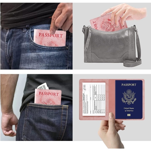 Zekkaome Deri Pasaportluk(2 Adet)(Pembe/Gri)