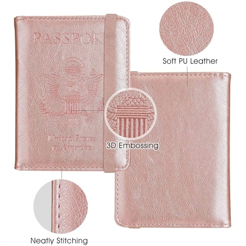 LAUWOO RFID Korumal Deri Pasaportluk (Pink)