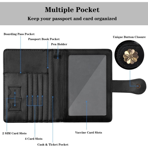 COCO ROSSI RFID Korumal Kadn Deri Czdan (Siyah)