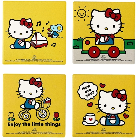 Bioworld Hello Kitty Seramik Bardak Altl (Sar, 4 adet)