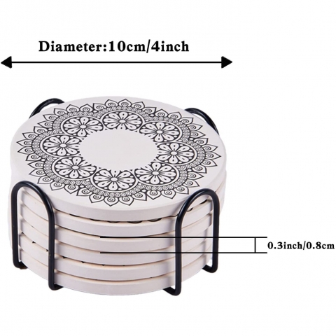 LUSHBRO Dekoratif Bardak Altl (Gri, 6 Adet)