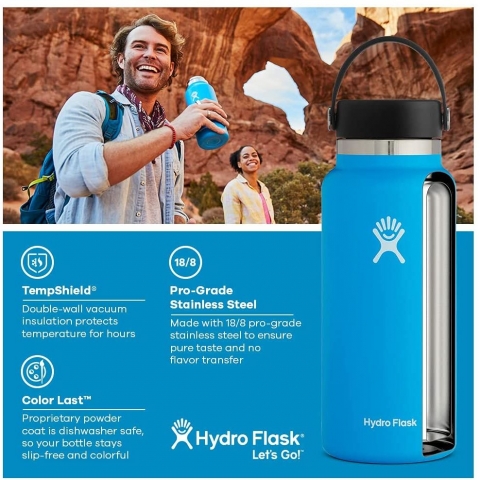 Hydro Flask Paslanmaz elik Su iesi (590ml, Ak Mavi)