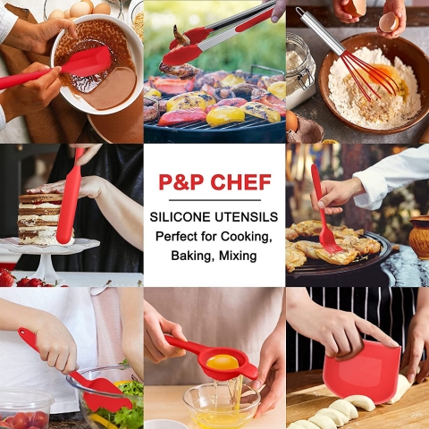 P&P CHEF Silikon Mutfak Gereleri Seti(20 Para, Krmz)