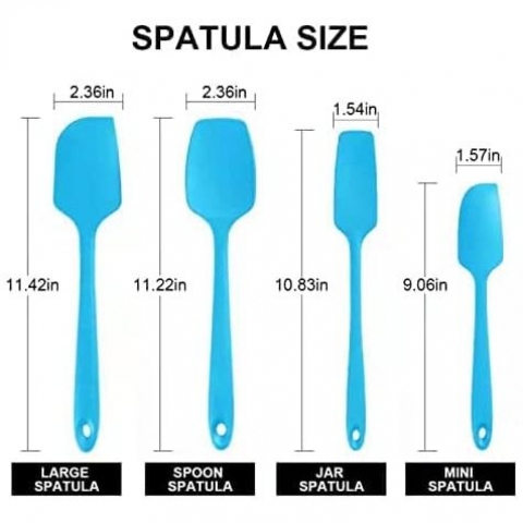 PRAUSY Silikon Spatula Seti (4 Para, Mavi)